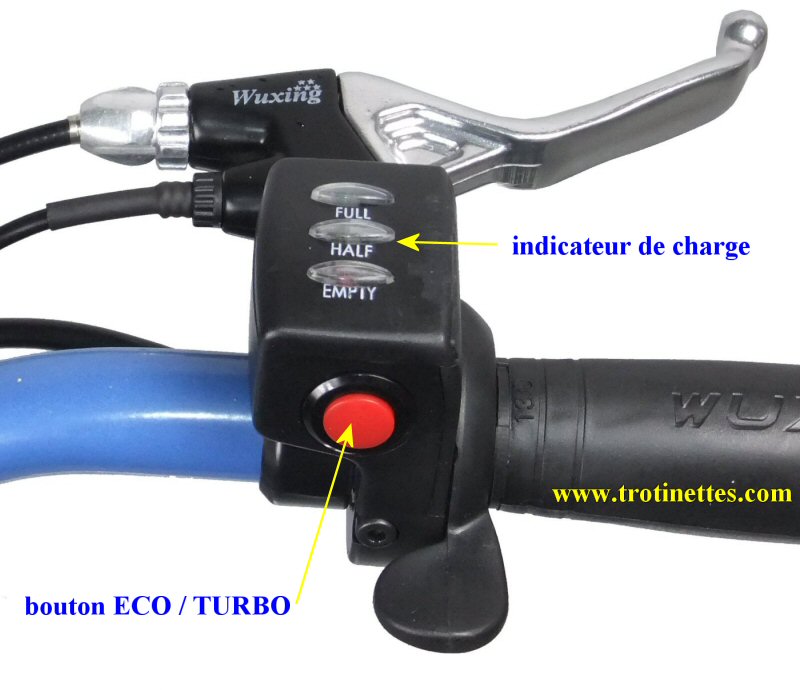 Poignee d'acceleration avec indicateur de charge pour trottinette adulte BLADZ-800W