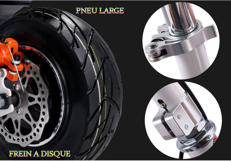 D�tails de la Trottinette �lectrique UrbanStar: Frein � disque et pneu large